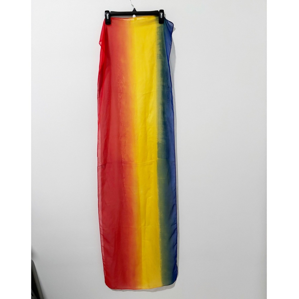 Unbranded Scarf Women OS Multicolor Rainbow Sheer Gradient Lightweight Shawl